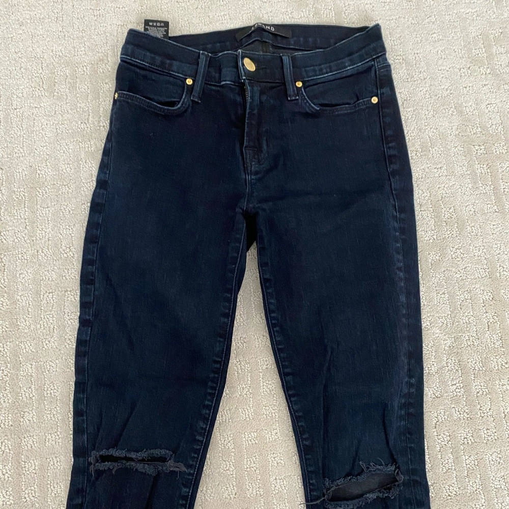 J Brand faded black cropped ripped skinny jeans